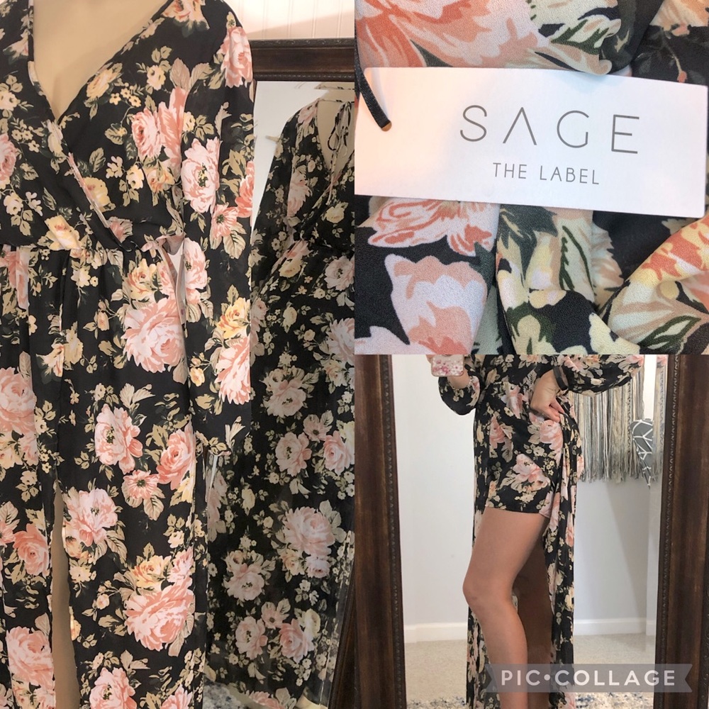 Sage the Label Floral Romper Maxi Dress NWT Medium